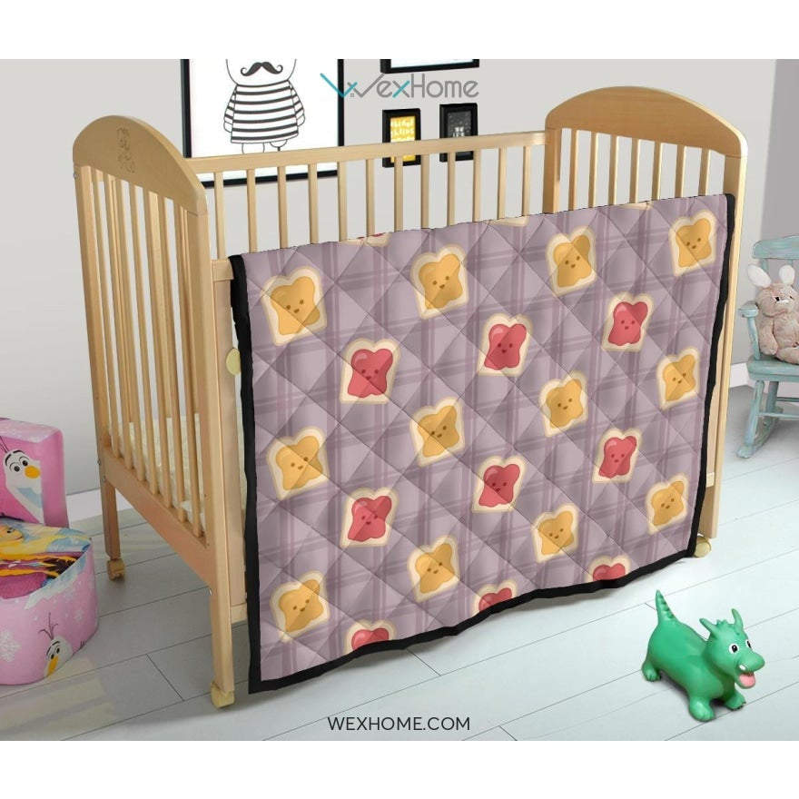 Bread Toast Pattern Print Design 05 Premium Quilt