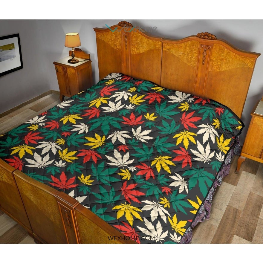 Canabis Marijuana Weed Pattern Print Design 02 Premium Quilt