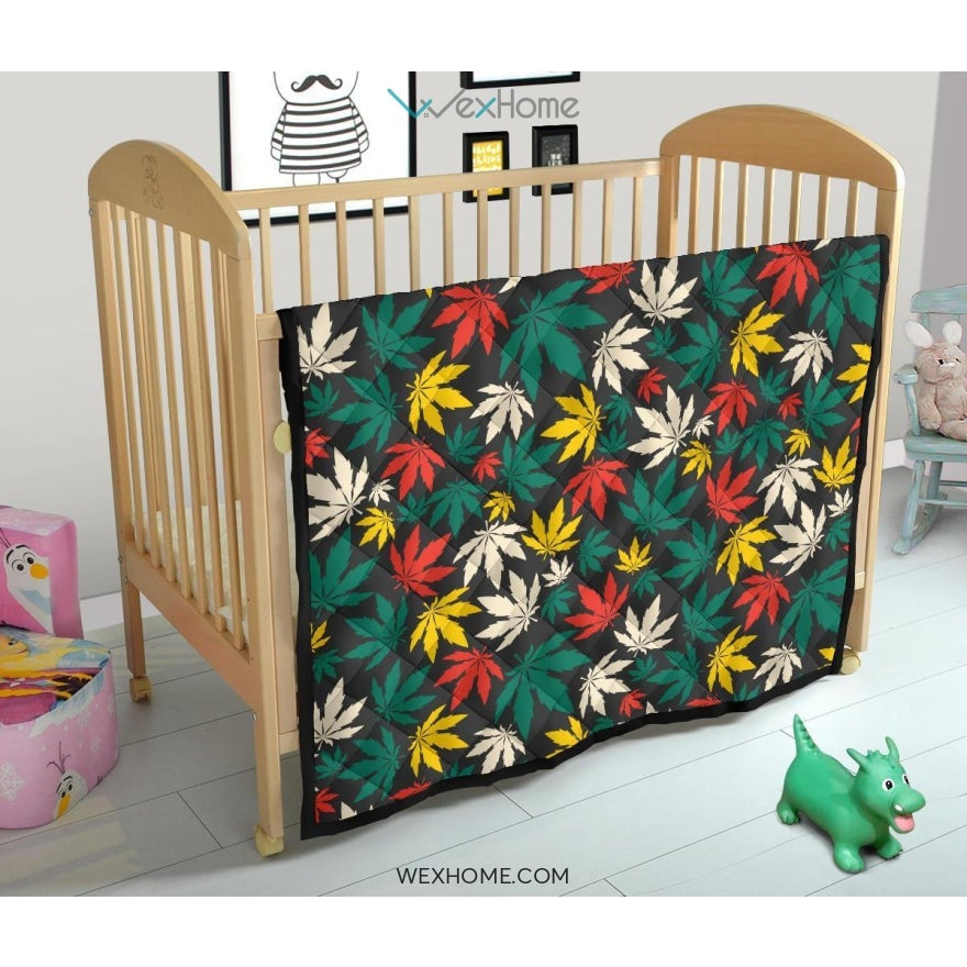 Canabis Marijuana Weed Pattern Print Design 02 Premium Quilt