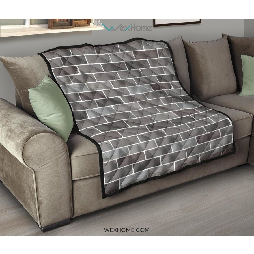 Brick Printed Pattern Print Design 05 Premium Quilt