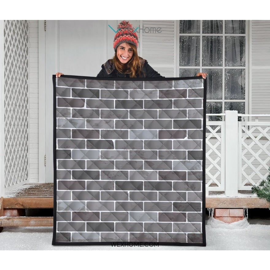 Brick Printed Pattern Print Design 05 Premium Quilt