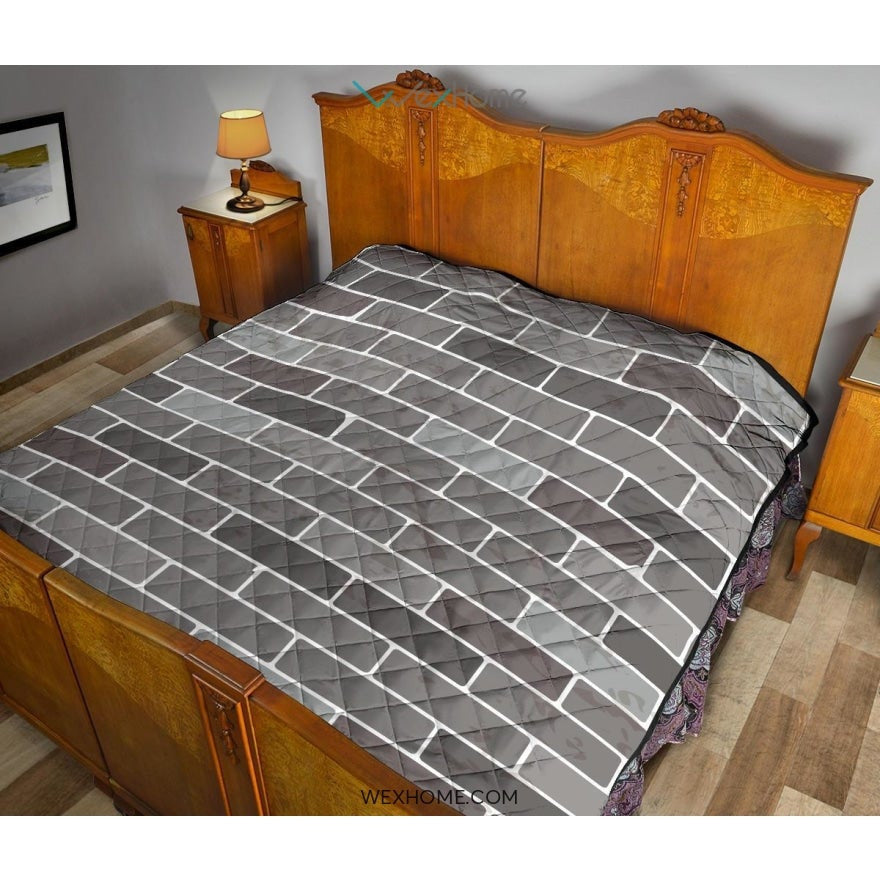 Brick Printed Pattern Print Design 05 Premium Quilt