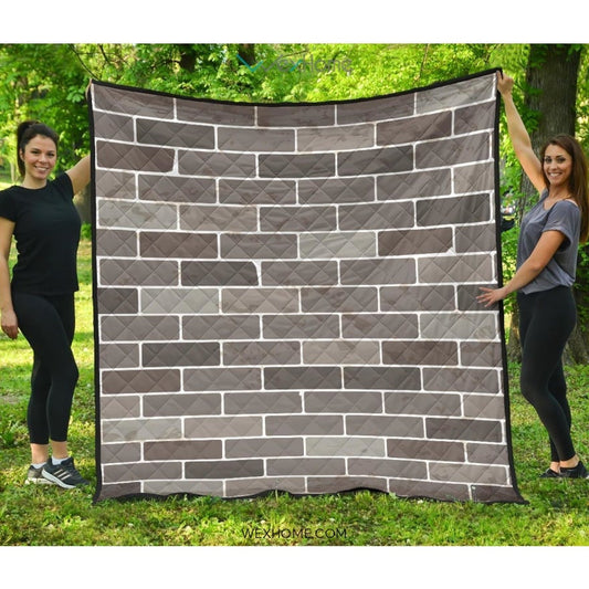 Brick Printed Pattern Print Design 05 Premium Quilt