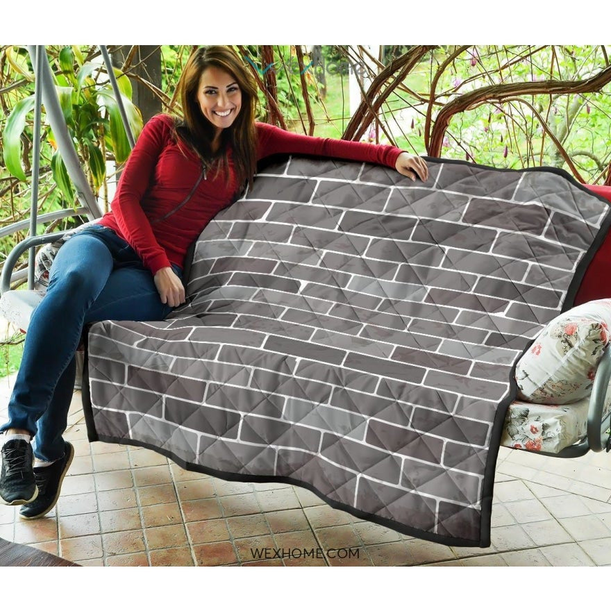 Brick Printed Pattern Print Design 05 Premium Quilt