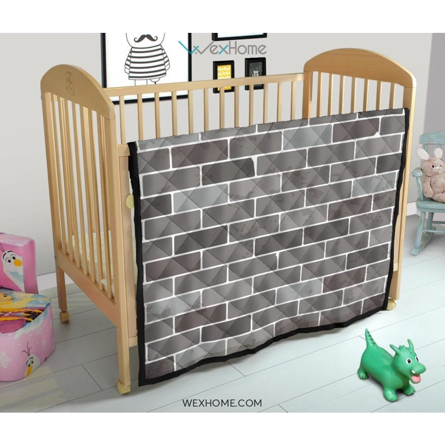 Brick Printed Pattern Print Design 05 Premium Quilt