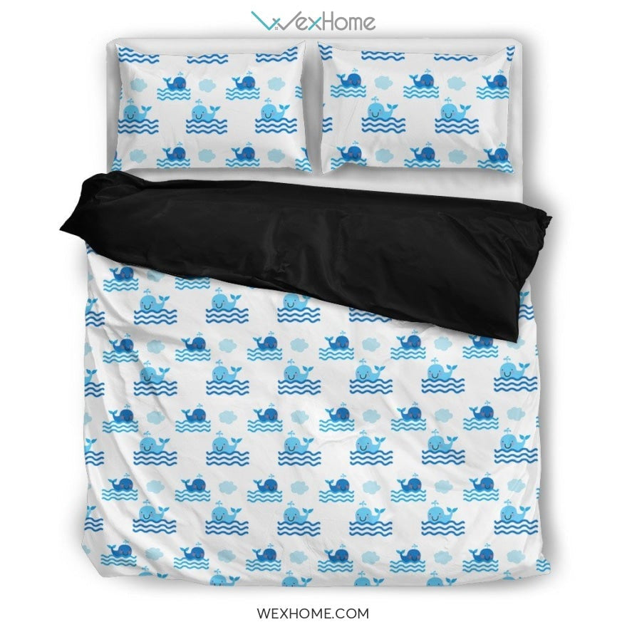 Whale Blue White Beautiful Charming Attractive Cute Bedding Set