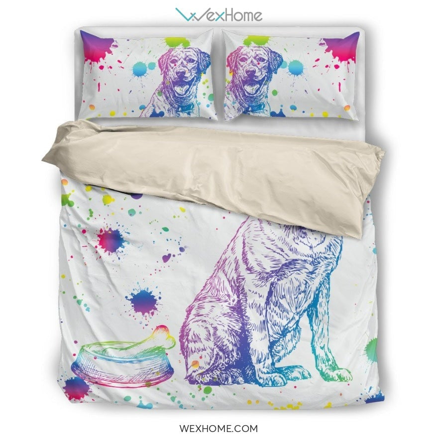 Labrador Watercolor White Background Bedding Set