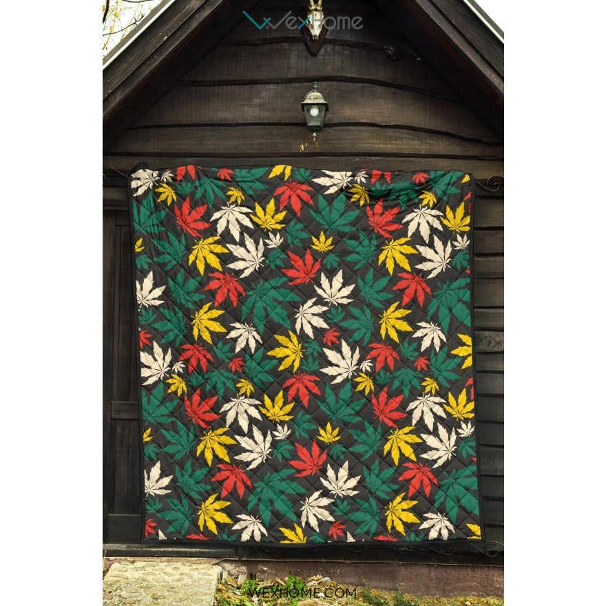 Canabis Marijuana Weed Pattern Print Design 02 Premium Quilt