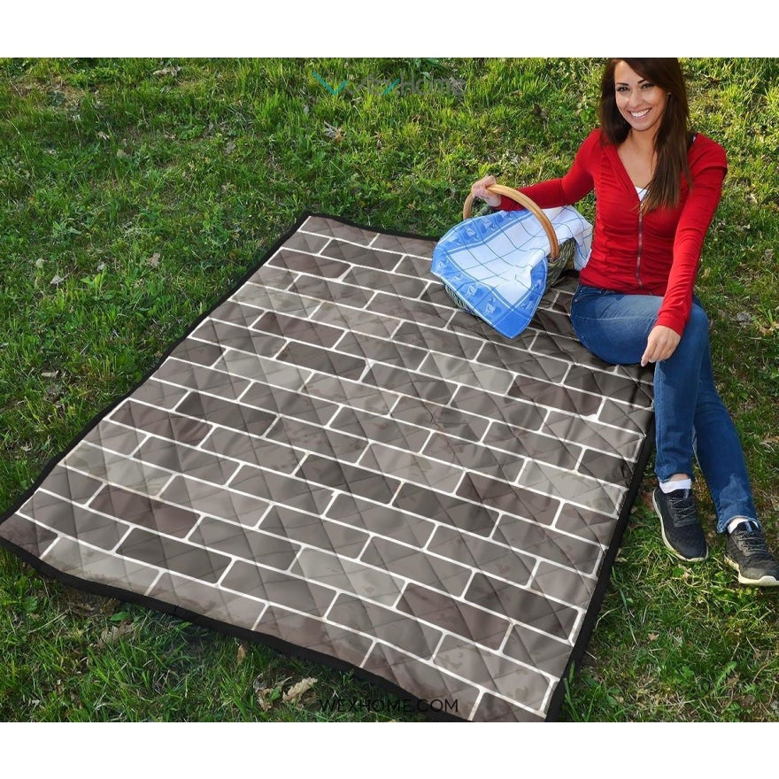 Brick Printed Pattern Print Design 05 Premium Quilt
