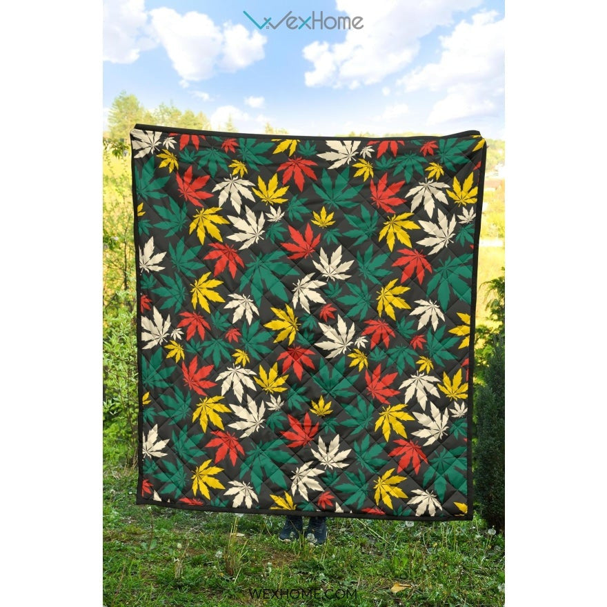 Canabis Marijuana Weed Pattern Print Design 02 Premium Quilt
