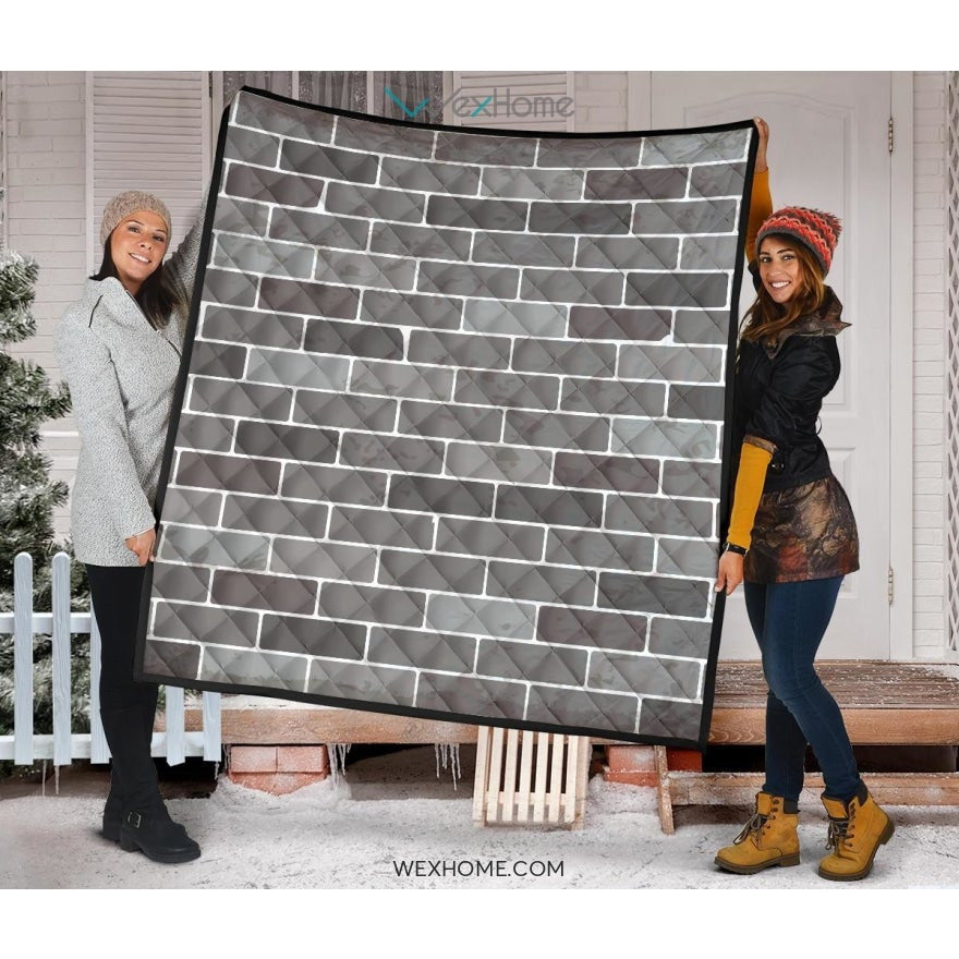 Brick Printed Pattern Print Design 05 Premium Quilt