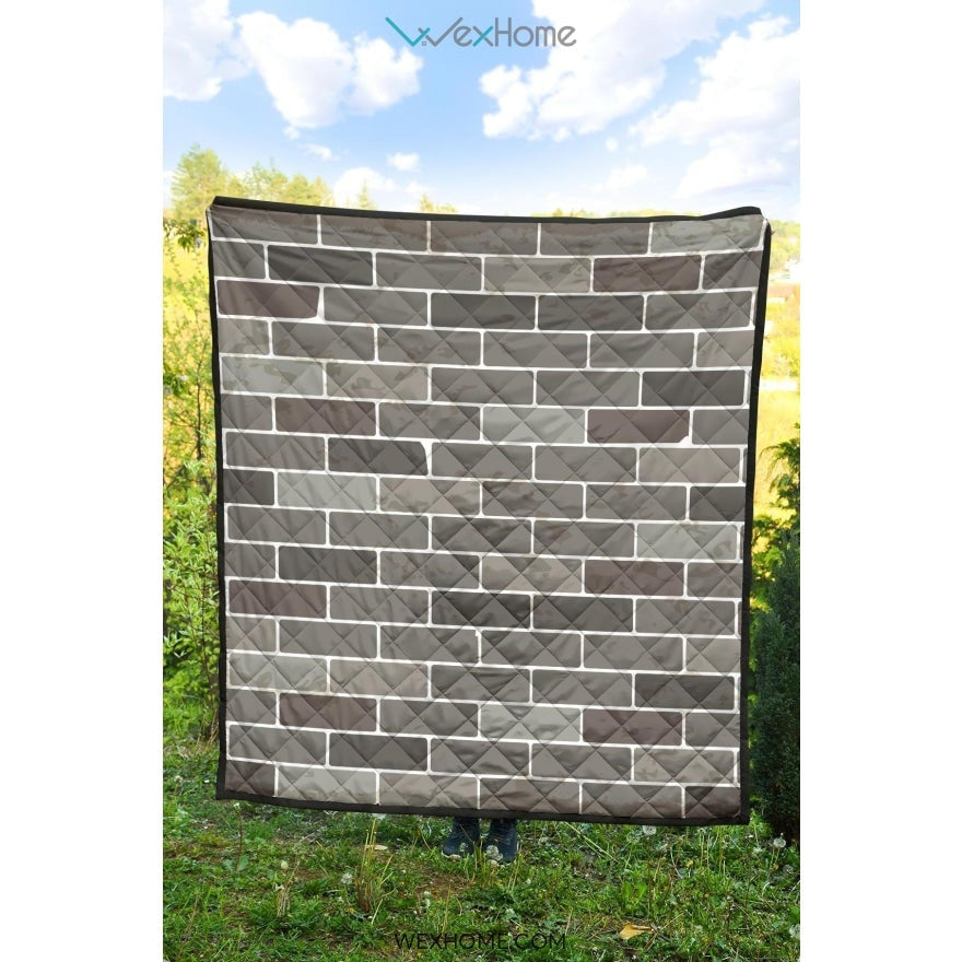 Brick Printed Pattern Print Design 05 Premium Quilt