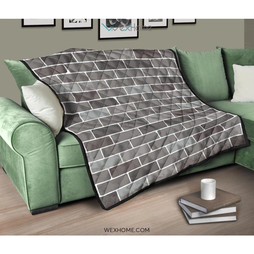 Brick Printed Pattern Print Design 05 Premium Quilt