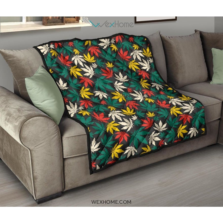 Canabis Marijuana Weed Pattern Print Design 02 Premium Quilt
