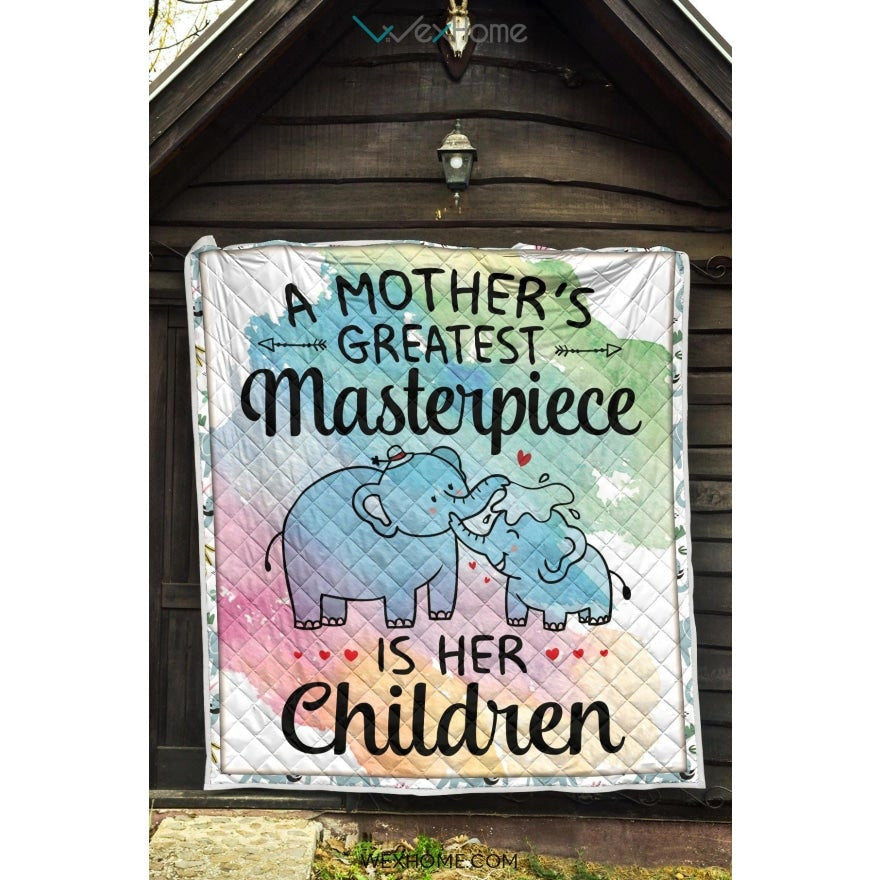WEXHOME A Mother's Masterpiece Is Children Elephant Mom Premium Quilt
