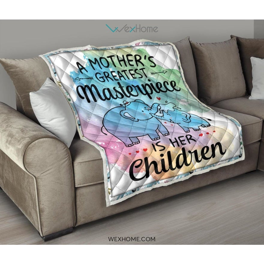 WEXHOME A Mother's Masterpiece Is Children Elephant Mom Premium Quilt