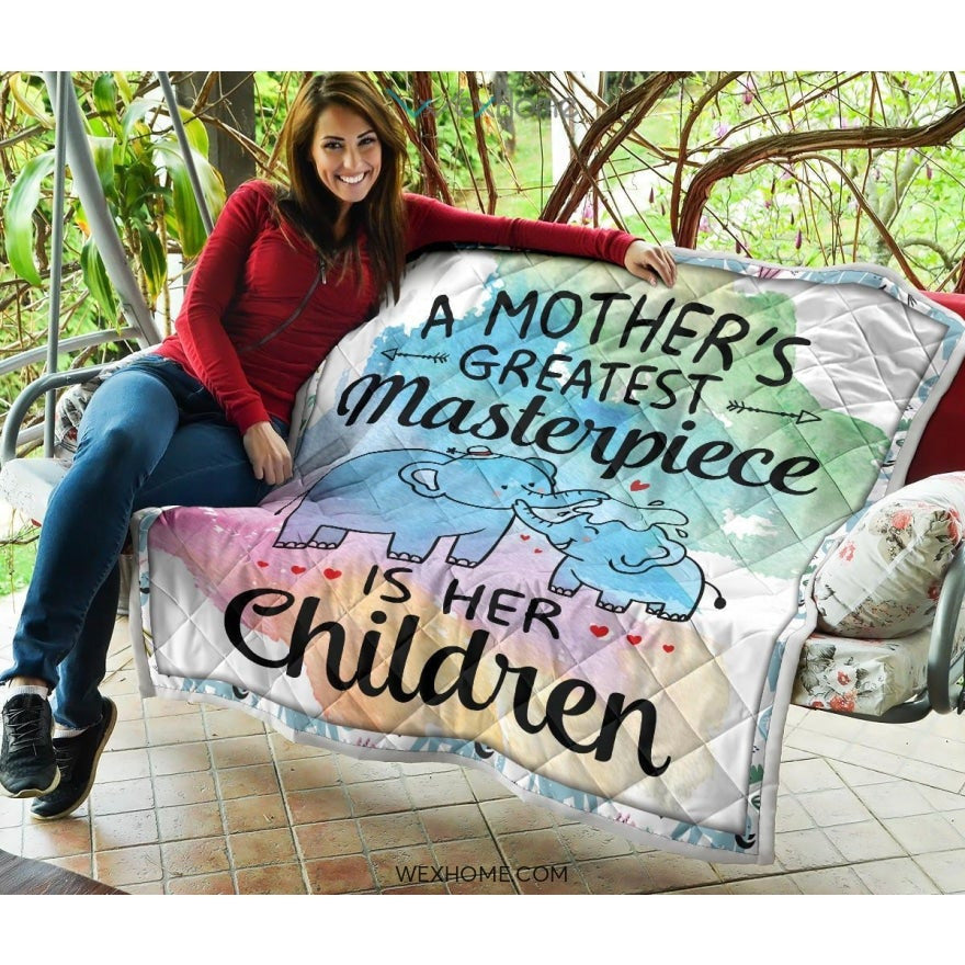 WEXHOME A Mother's Masterpiece Is Children Elephant Mom Premium Quilt
