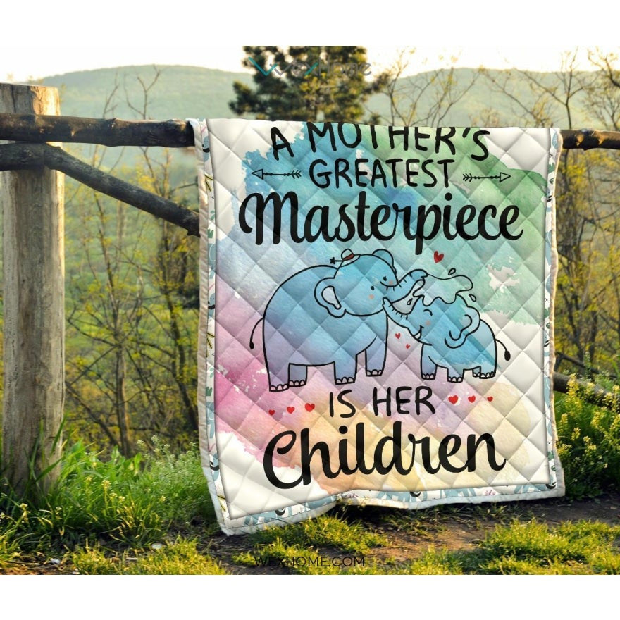 WEXHOME A Mother's Masterpiece Is Children Elephant Mom Premium Quilt