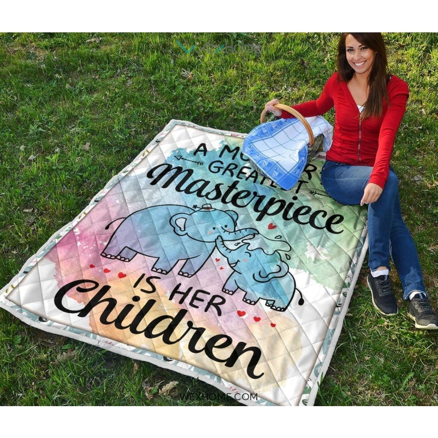 WEXHOME A Mother's Masterpiece Is Children Elephant Mom Premium Quilt