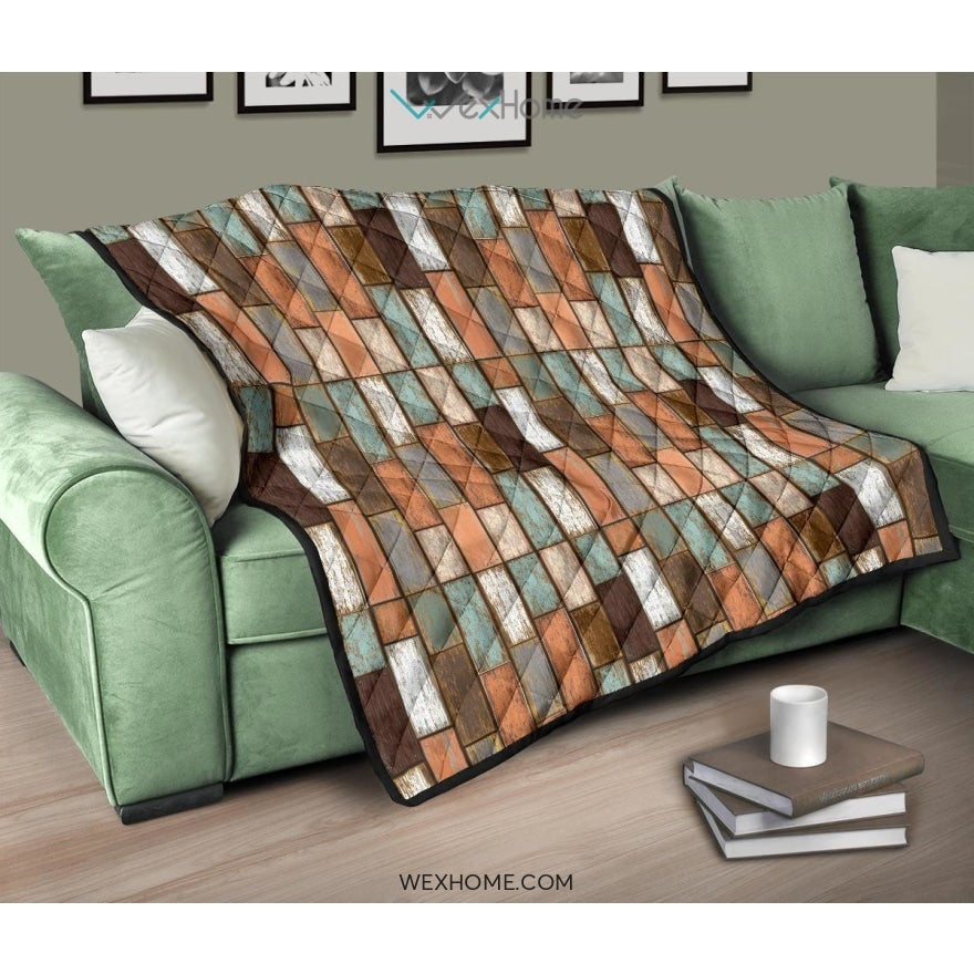 Wood Printed Pattern Print Design 02 Premium Quilt