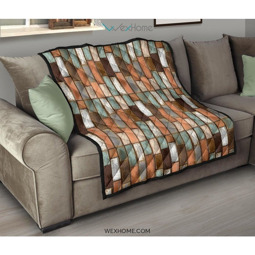 Wood Printed Pattern Print Design 02 Premium Quilt
