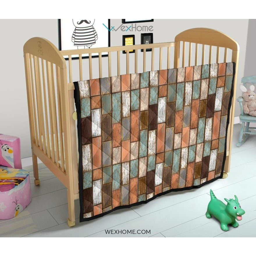 Wood Printed Pattern Print Design 02 Premium Quilt