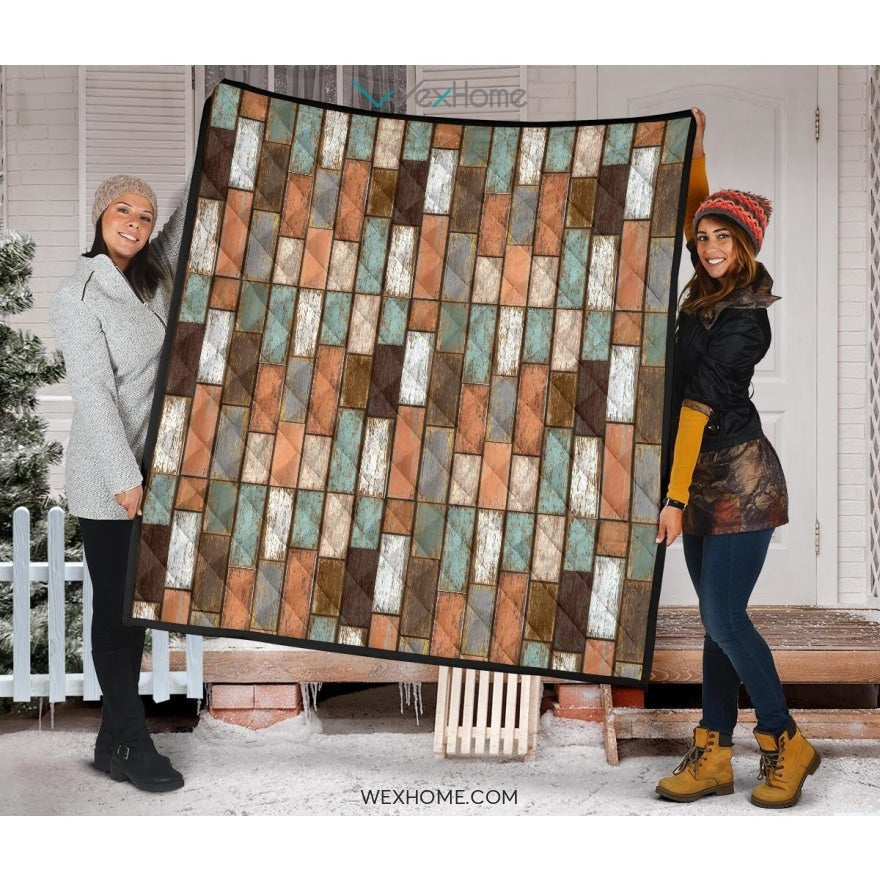 Wood Printed Pattern Print Design 02 Premium Quilt