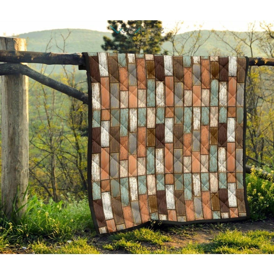 Wood Printed Pattern Print Design 02 Premium Quilt