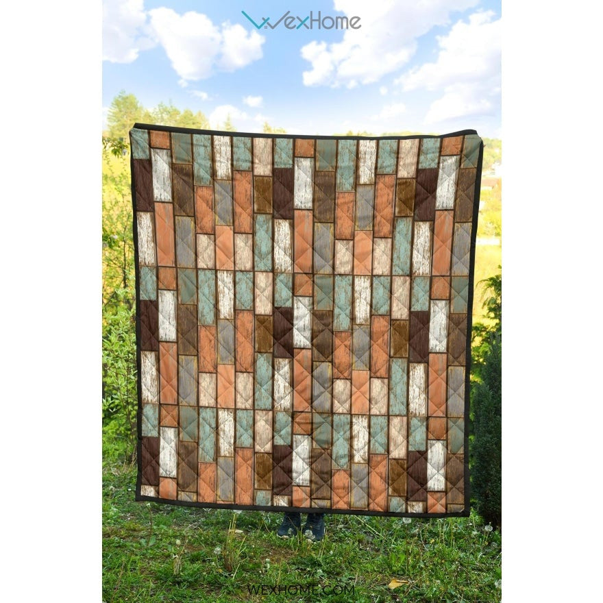 Wood Printed Pattern Print Design 02 Premium Quilt
