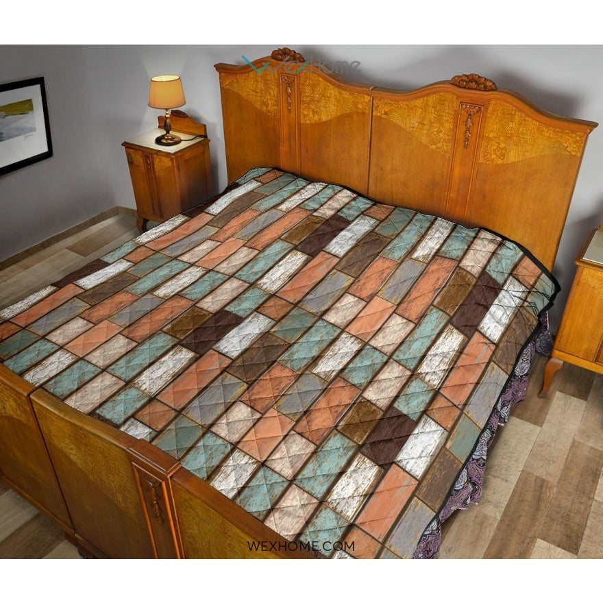 Wood Printed Pattern Print Design 02 Premium Quilt