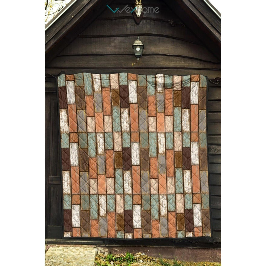 Wood Printed Pattern Print Design 02 Premium Quilt