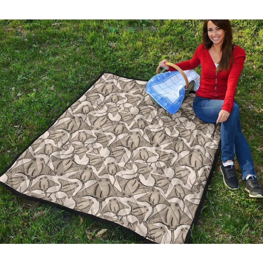 Stingray Pattern Print Design 05 Premium Quilt