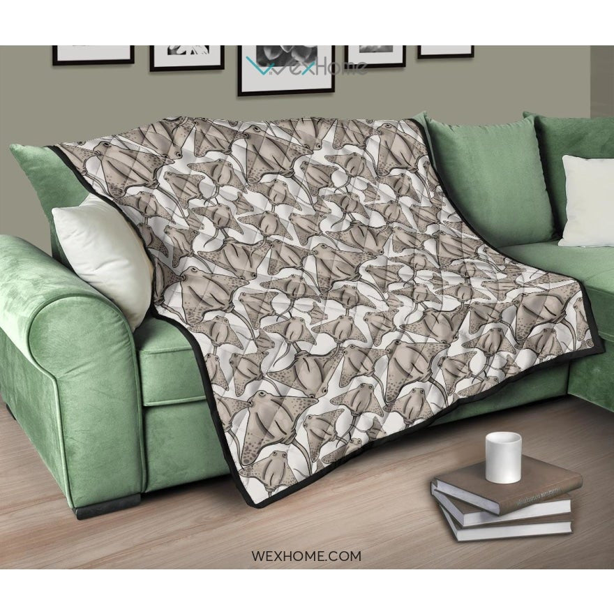 Stingray Pattern Print Design 05 Premium Quilt