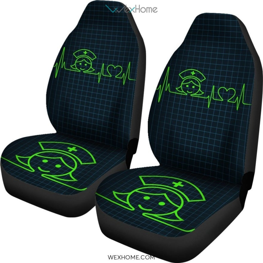 Nurse Heartbeat Green theme Car Seat Cover 191119 (Set of 2)