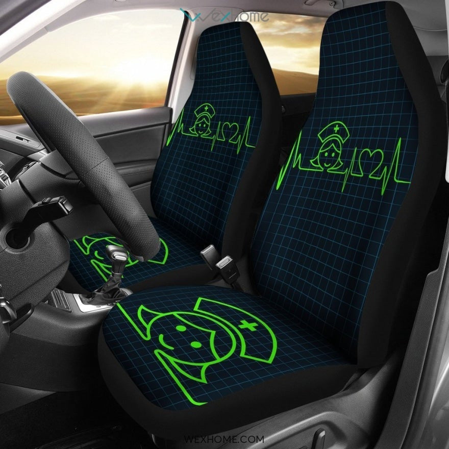 Nurse Heartbeat Green theme Car Seat Cover 191119 (Set of 2)