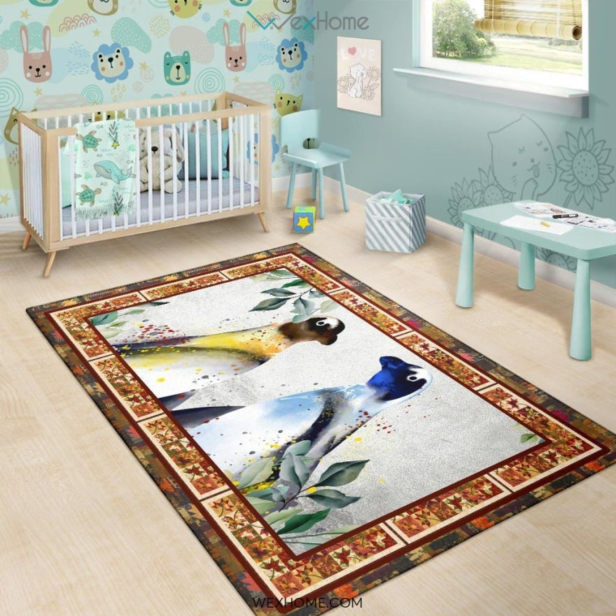 Valentine's Day Couples Penguin Nursery Area Rug