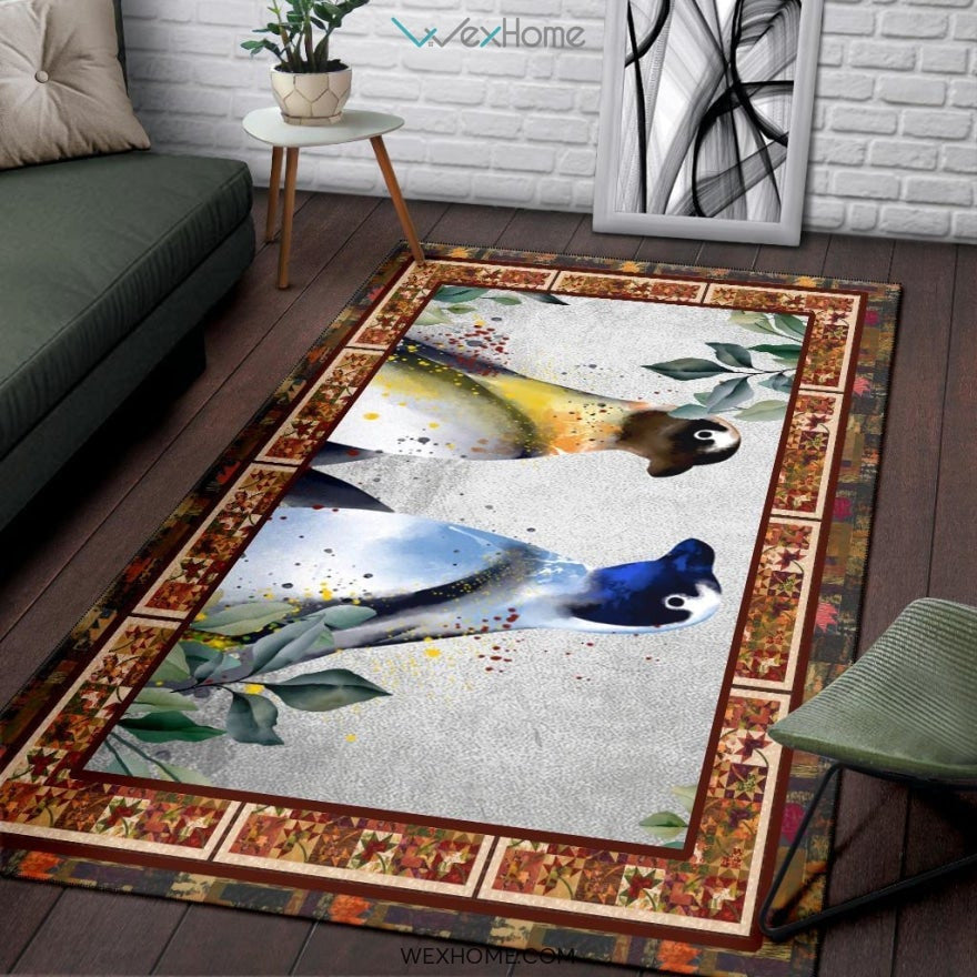 Valentine's Day Couples Penguin Nursery Area Rug