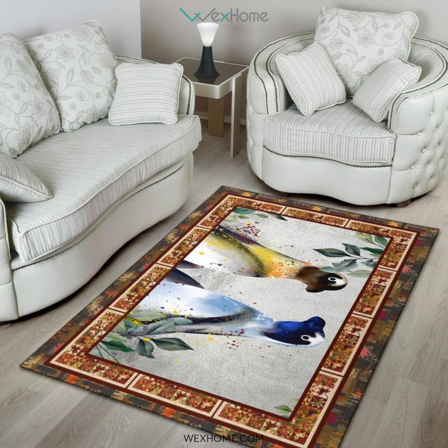 Valentine's Day Couples Penguin Nursery Area Rug