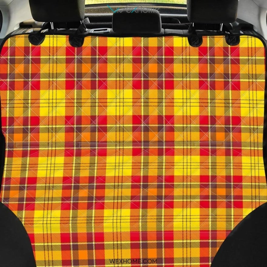 Yellow Plaid Tartan Pet Car Seat Cover