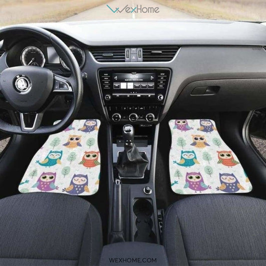 Cute Owl Pattern Front And Back Car Mats