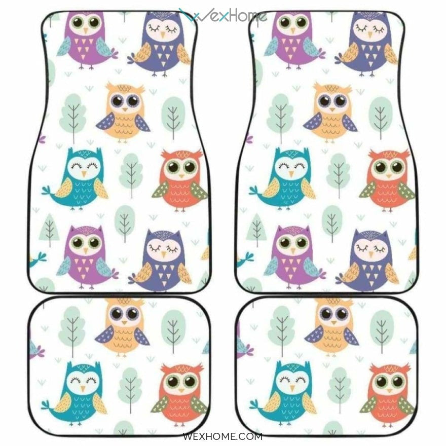 Cute Owl Pattern Front And Back Car Mats