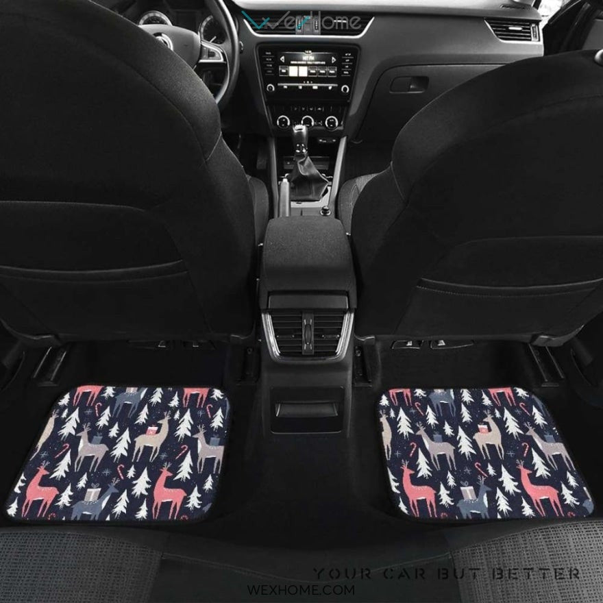 Deers Winter Christmas Pattern Front And Back Car Mats