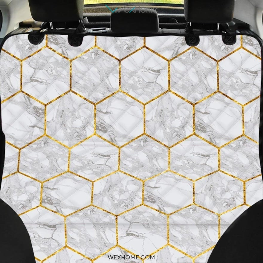 White Gold Tile Marble Pet Car Seat Cover