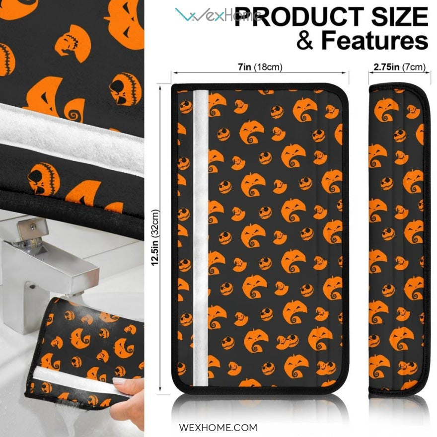 Nightmare Before Christmas Cartoon Seat Belt Covers | NBC Orange Symbols Belt Covers