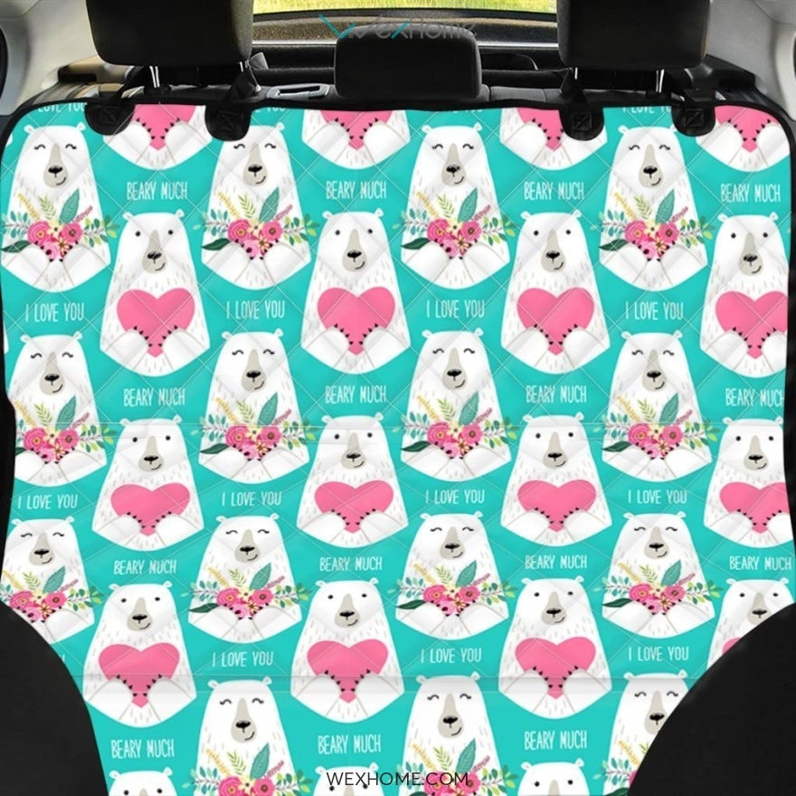 White Mama Bear Pet Car Seat Cover