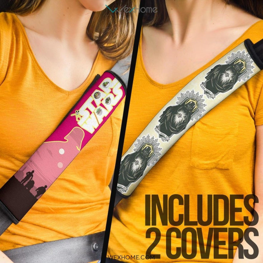 Star Wars Movie Seat Belt Covers | Darth Vader Silhouette Pink Belt Covers