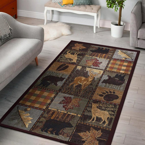Northern Wildlife Novelty Lodge Pattern Nursery Area Rug