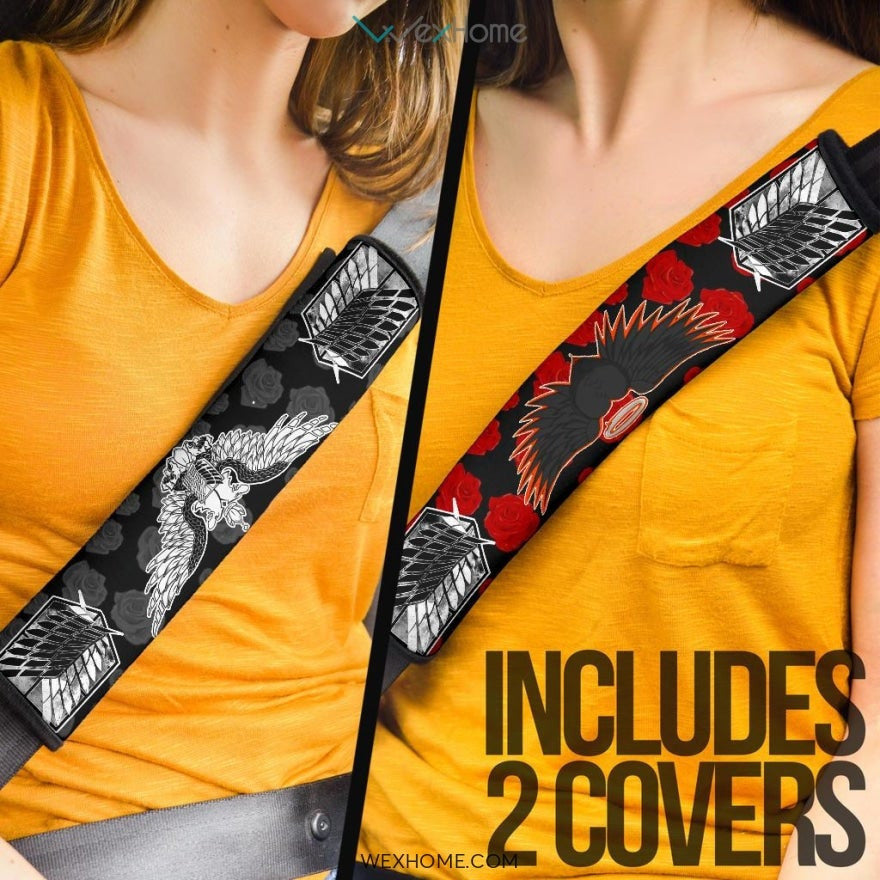 Attack On Titan Anime Seat Belt Covers | AOT Wings Of Free Patterns Belt Covers