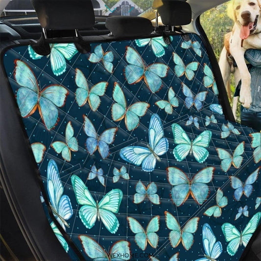 Turquoise Butterfly Print Pet Car Seat Cover
