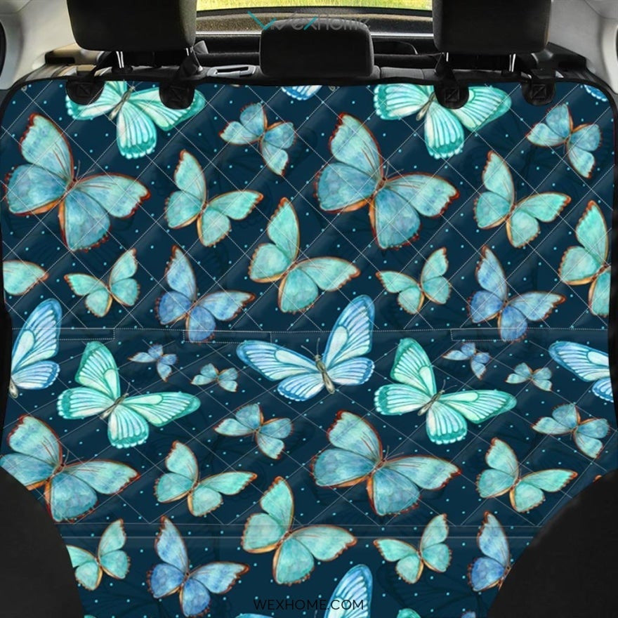 Turquoise Butterfly Print Pet Car Seat Cover